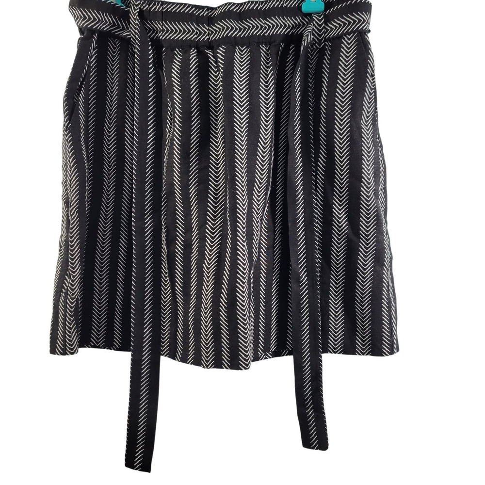Ann Taylor Loft Women' Black & White Striped Linen Mini Skirt Size M  22223-0169